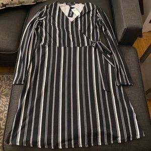 Black and white vertical stripe dress